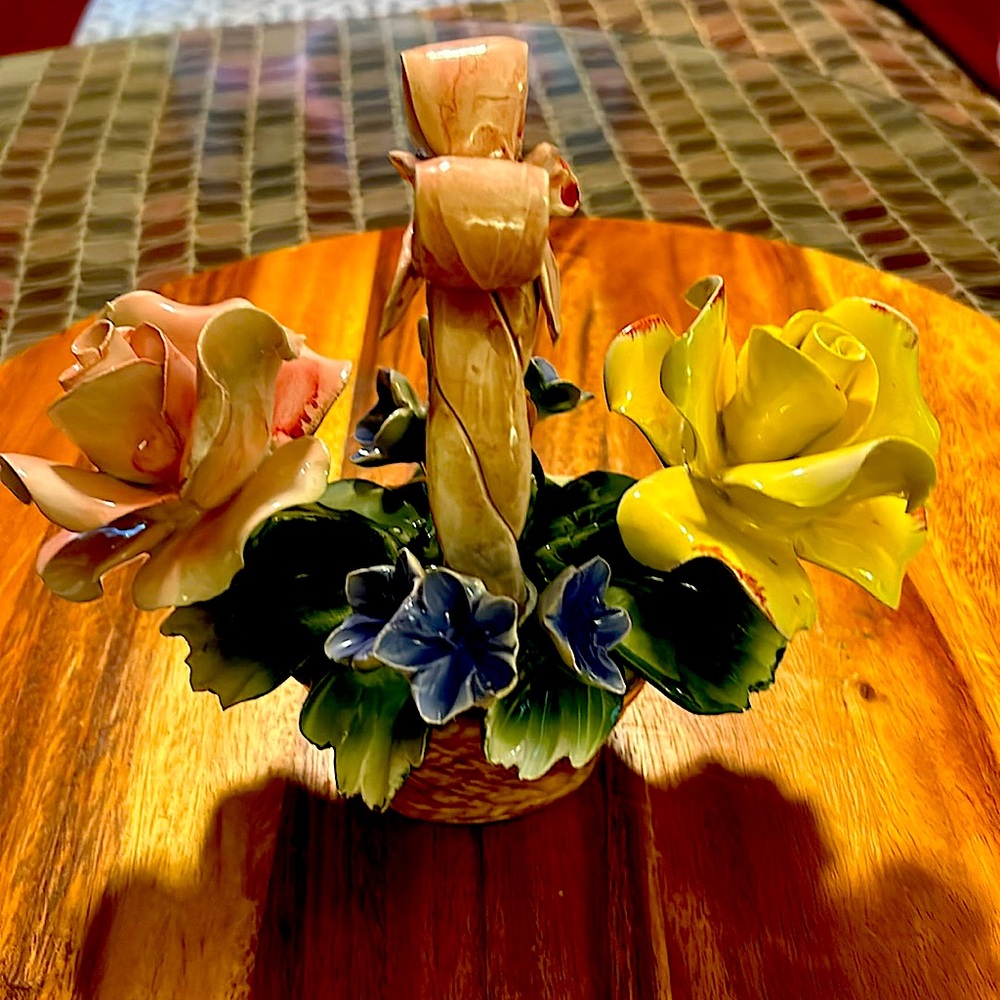 Capodimonte Flower Basket, multi color, perfect condition, no chips, from Italy